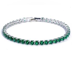 Silver and Green Tennis Bracelet